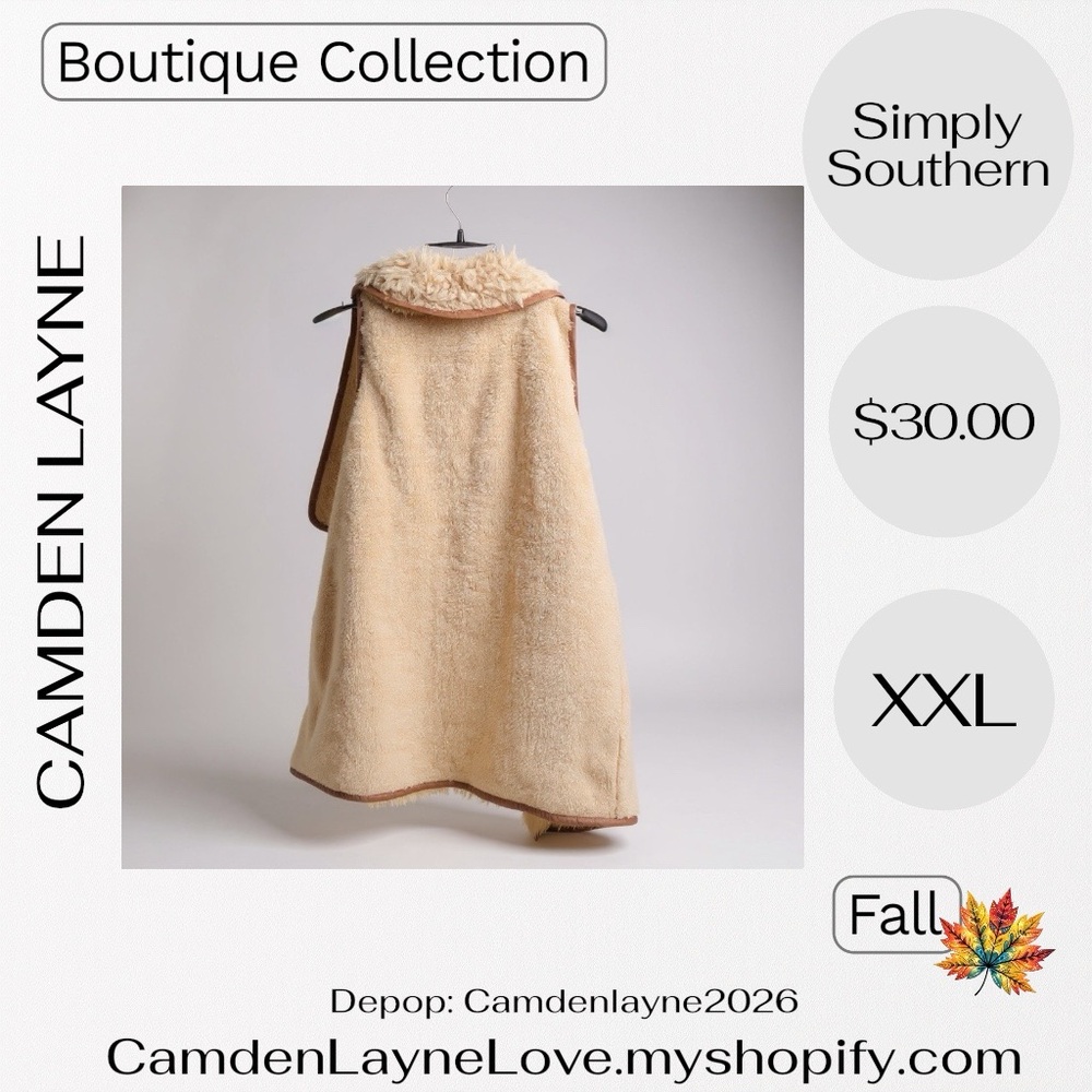 Simply Southern Tan and Brown Fleece Vest - Picture 3 of 8